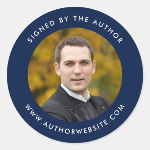 Editable Colour Modern Signed By The Author Photo Classic Round Sticker