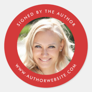 Editable Colour Modern Signed By The Author Photo Classic Round Sticker