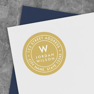 EDITABLE Colour Monogram Border Return Address Classic Round Sticker