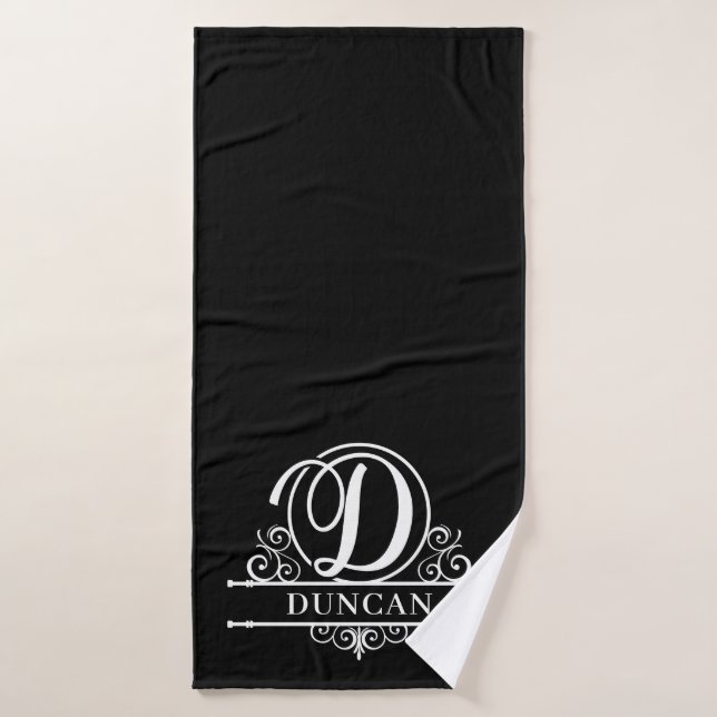 Editable Colour Monogram D Bath Towel Set (Bath Towel)