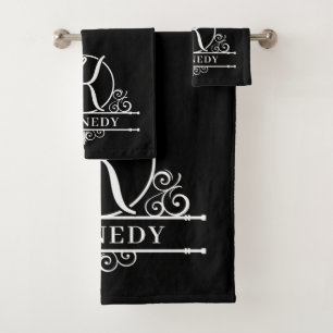 Editable Colour Monogram K Bath Towel Set