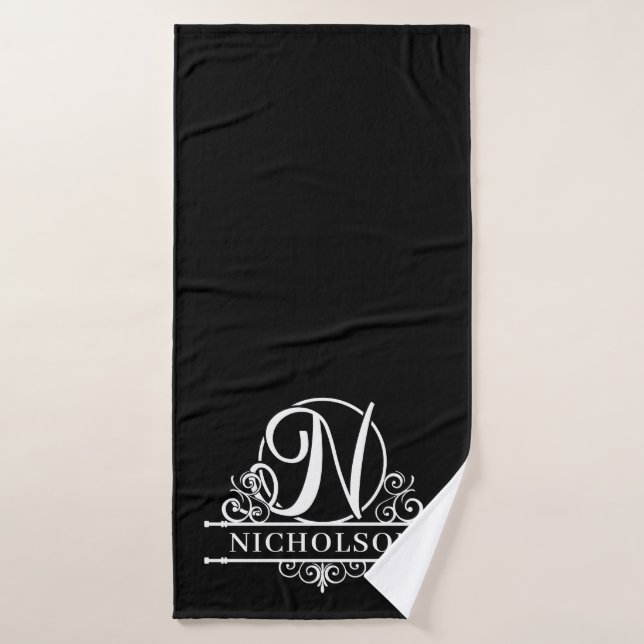 Editable Colour Monogram N Bath Towel Set (Bath Towel)