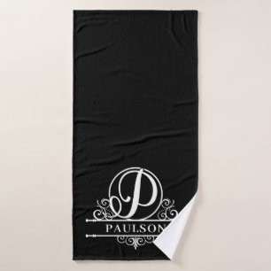 Editable Colour Monogram P Bath Towel Set