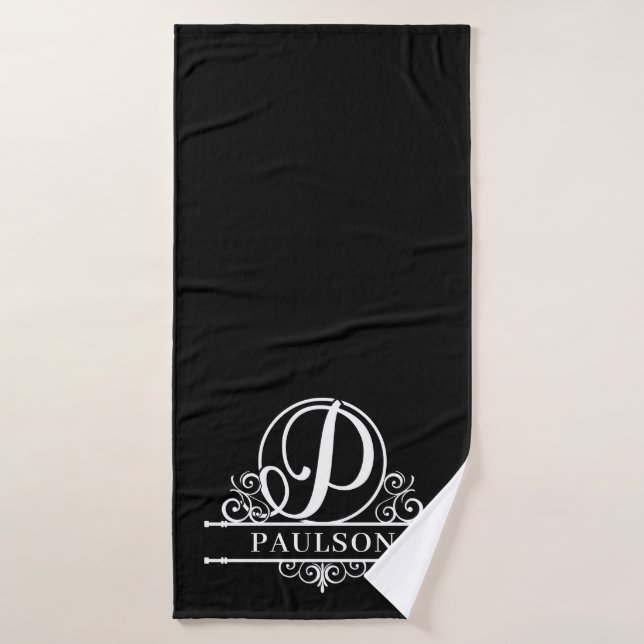 Editable Colour Monogram P Bath Towel Set (Bath Towel)