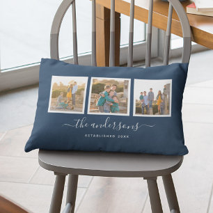 Editable Colour Name Calligraphy Photo Collage Lumbar Cushion