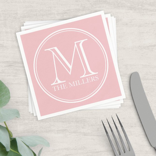 Editable Colour Name Round White Monogram Napkin (Creator Uploaded)