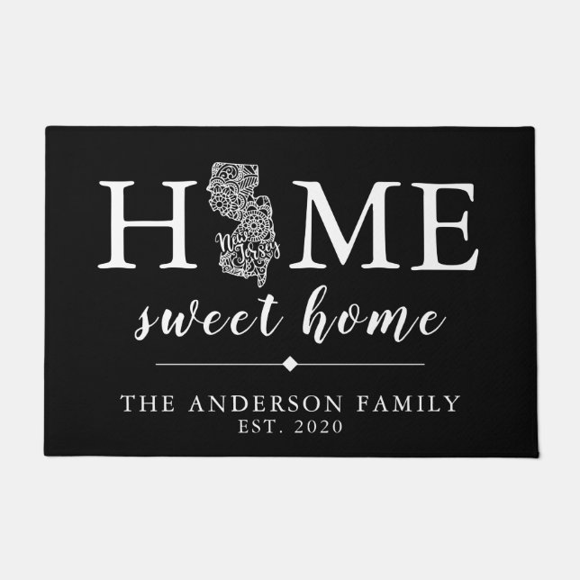 Editable Colour NEW JERSEY Personalised State Doormat (Front)