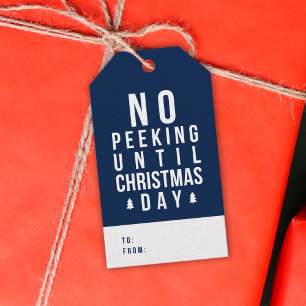 Editable Colour No Peeking Until Christmas Gift Tags
