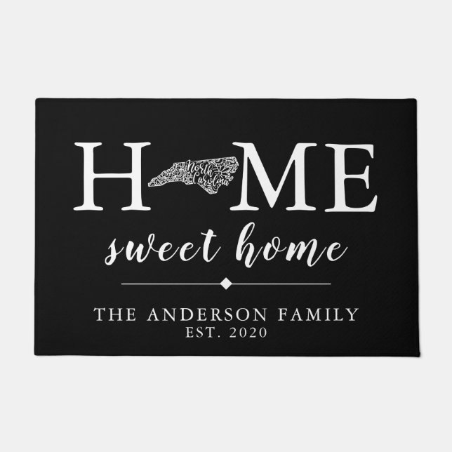 Editable Colour NORTH CAROLINA Personalised State Doormat (Front)