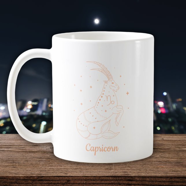 Editable Colour Peach Capricorn Zodiac Sign Coffee Mug (Creator Uploaded)
