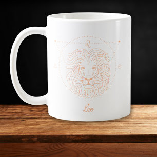 Editable Colour Peach Leo Zodiac Sign Coffee Mug