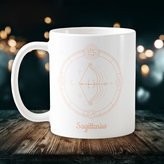 Editable Colour Peach Sagittarius Zodiac Sign Coffee Mug (Creator Uploaded)