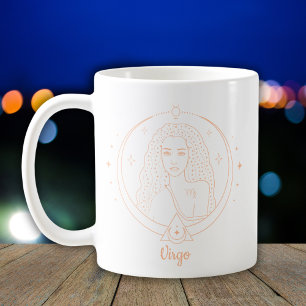 Editable Colour Peach  Virgo Zodiac Sign Coffee Mug