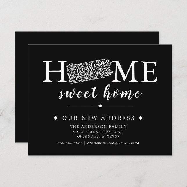 Editable Colour Pennsylvania Moving Announcement (Front/Back)