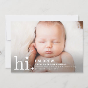Editable Colour Precious Hi Baby Birth Announcemen Holiday Card
