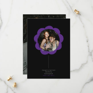 editable colour retro painted flower frame photo save the date
