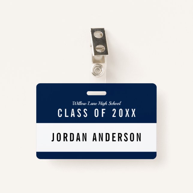 Editable Colour School Class Reunion Name ID Badge (Front with Clip)