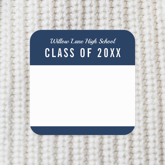 Editable Colour School Class Reunion Name Square Sticker (Creator Uploaded)