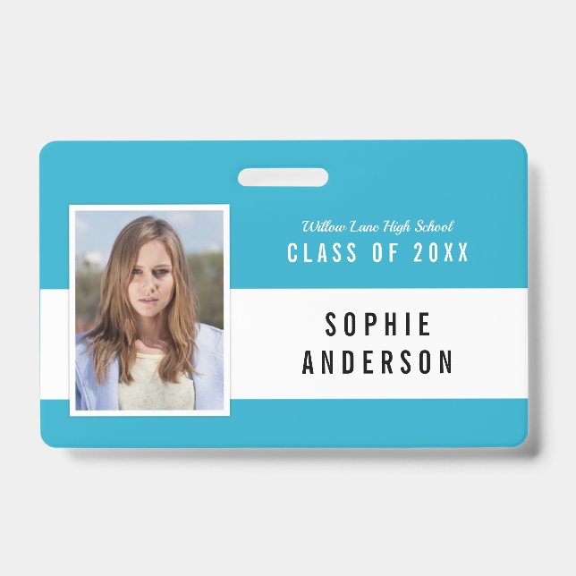 Editable Colour School Class Reunion Photo Name ID Badge (Front)