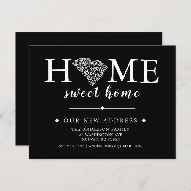 Editable Colour SOUTH CAROLINA Moving Announcement (Front/Back)