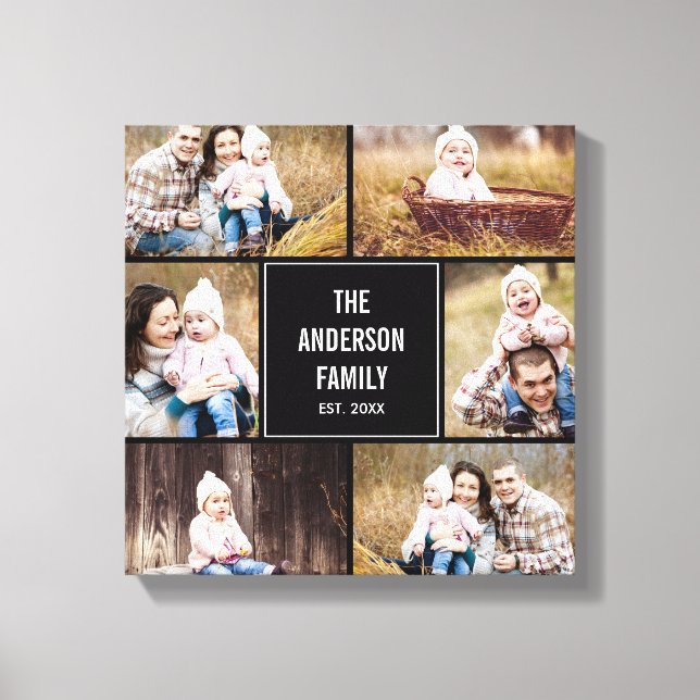 Editable Colour Square Custom Photo Canvas Print (Front)