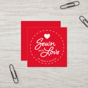 Editable Colour Stylish Sewn with Love Social Square Business Card