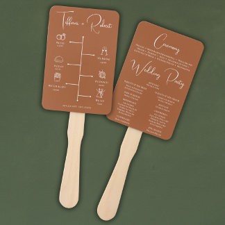 Editable Colour Terracota Wedding Program Hand Fan