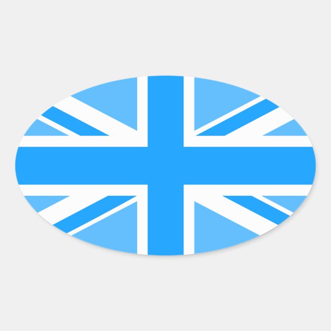 Editable Colour Union Jack Flag Oval Sticker (Front)