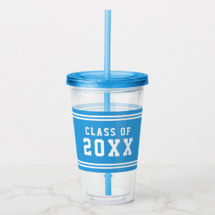 Editable Colour Varsity Graduating Class of Year Acrylic Tumbler