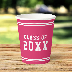 Editable Colour Varsity Graduating Class Year Paper Cups