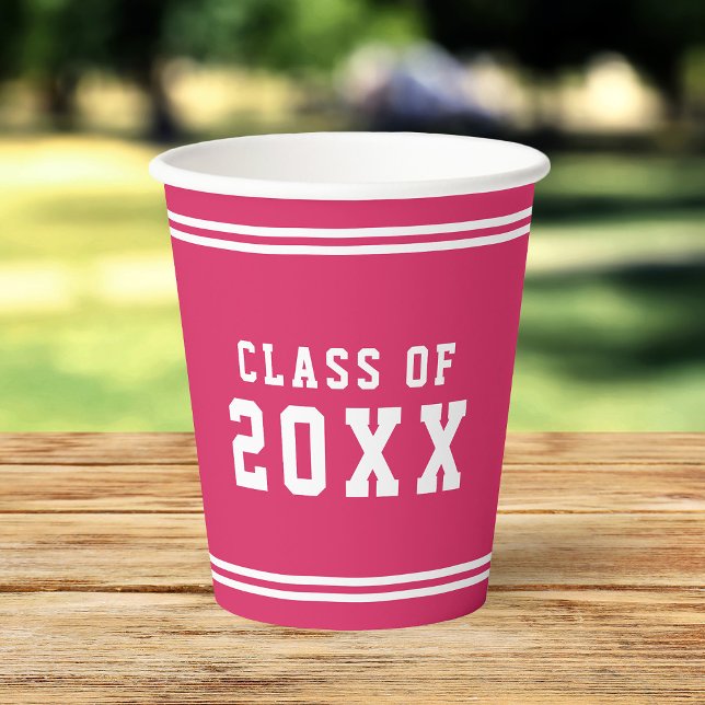 Editable Colour Varsity Graduating Class Year Paper Cups (Creator Uploaded)