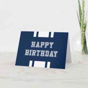 Editable Colour Varsity Happy Birthday Card