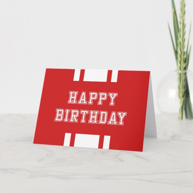 Editable Colour Varsity Happy Birthday Card (Front)