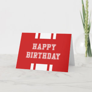 Editable Colour Varsity Happy Birthday Card