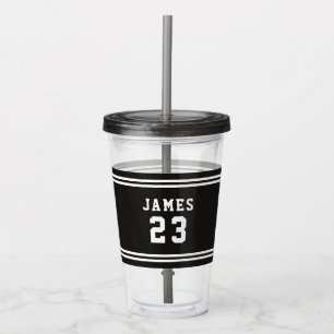 Editable Colour Varsity Name Number Acrylic Tumbler