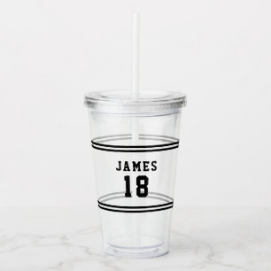 Editable Colour Varsity Name Number Acrylic Tumbler