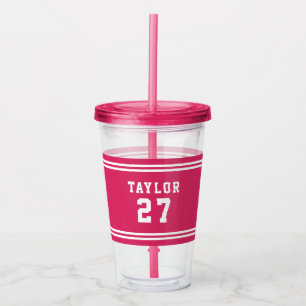 Editable Colour Varsity Name Number Acrylic Tumbler