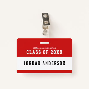 Editable Colour Varsity Style Class Reunion Name ID Badge