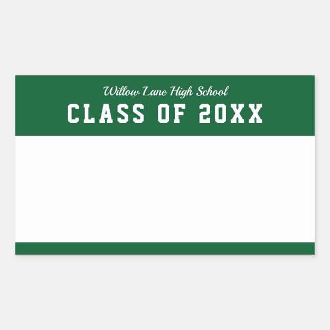 Editable Colour Varsity Style Class Reunion Name R Rectangular Sticker (Front)