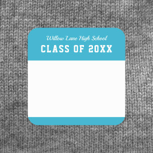 Editable Colour Varsity Style Class Reunion Name Square Sticker