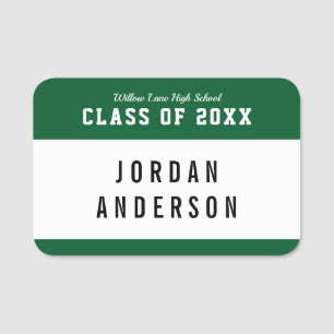 Editable Colour Varsity Style Class Reunion Name Tag