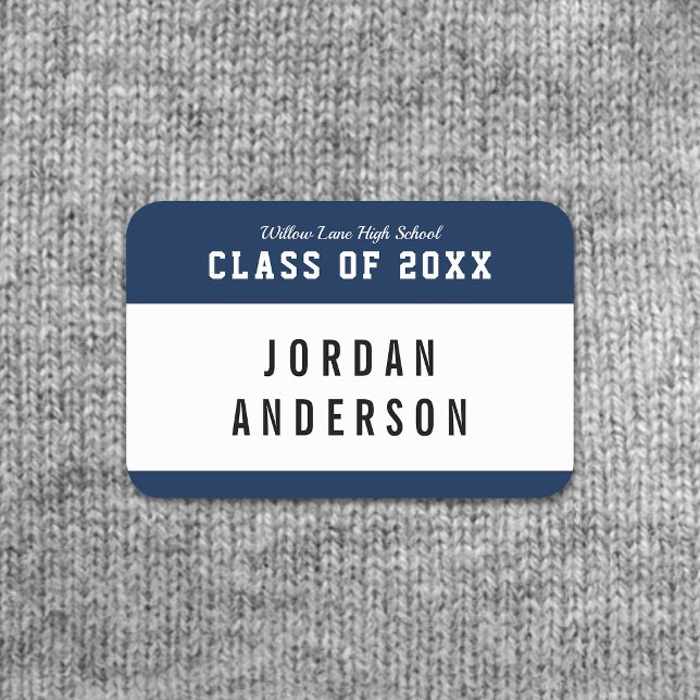 Editable Colour Varsity Style Class Reunion Name Tag (Creator Uploaded)