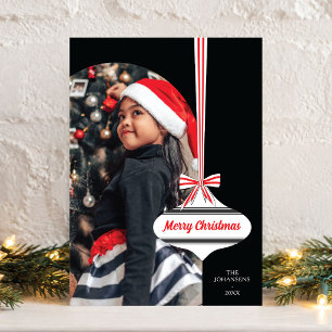 Editable Colour Vintage Ornament Photo Christmas Holiday Card