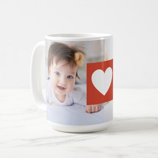EDITABLE Colour Warm Love Heart Photos Coffee Mug (Front Left)
