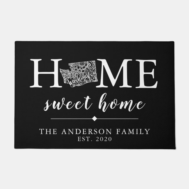 Editable Colour WASHINGTON Personalised State Doormat (Front)