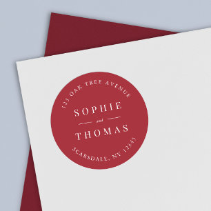 Editable Colour Wedding Return Address Modern Classic Round Sticker