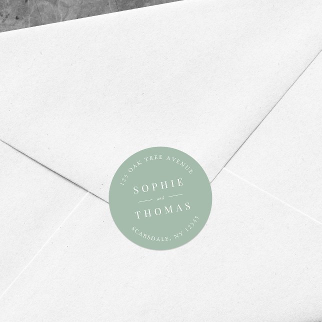 Editable Colour Wedding Return Address Modern Classic Round Sticker (Creator Uploaded)