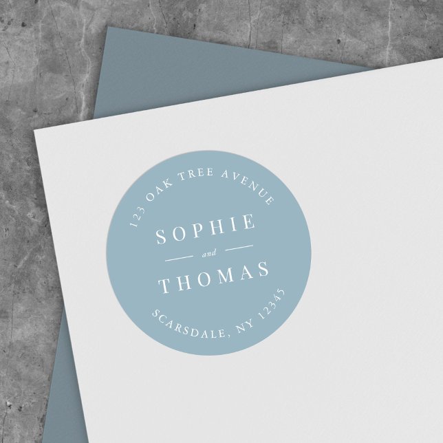 Editable Colour Wedding Return Address Modern Classic Round Sticker (Creator Uploaded)