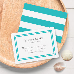 Editable Colour White Stripes Nautical Wedding RSV RSVP Card