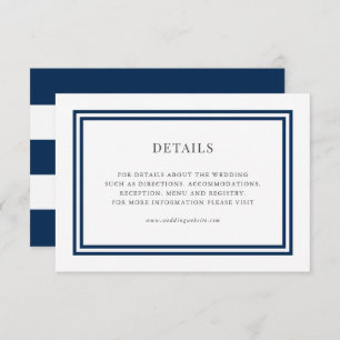 Editable Colour White Stripes Wedding Details Enclosure Card